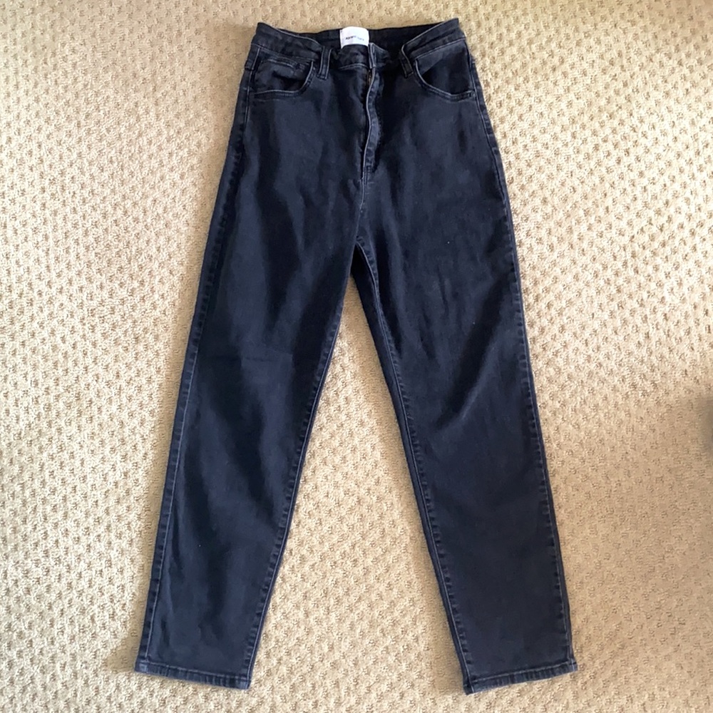 Black Denim Straight Leg Jeans